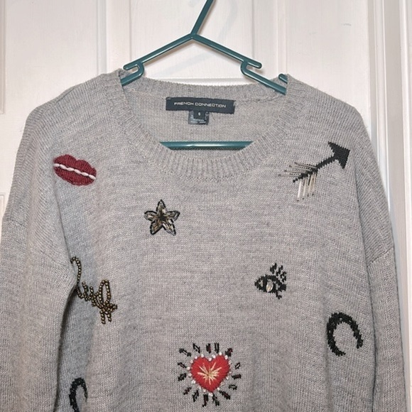 Women’s French Connection Lucky Knits Embellished Sweater Size Small - Picture 4 of 10